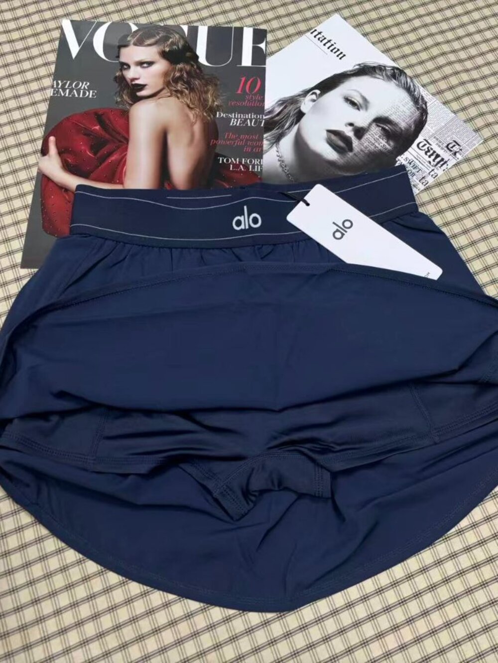 🎀ALO Yoga Match Point Tennis Skirt Navy Blue High Low Waisted Sporty Skir - Picture 4 of 5